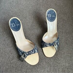 Vintage Dior blue lock & key heels